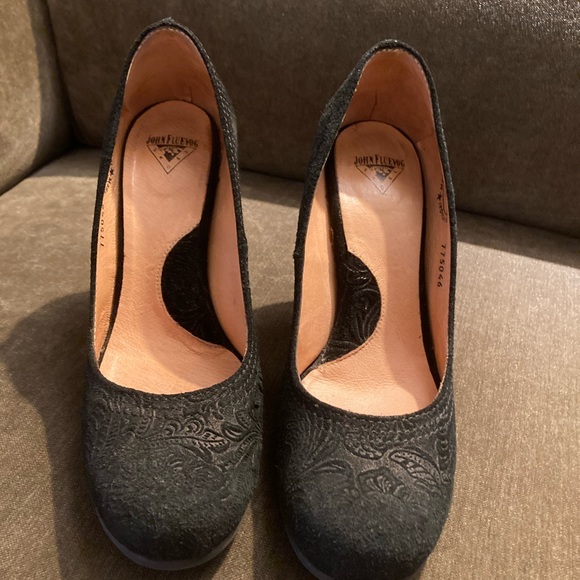 John Fluevog Attention Paris black suede heels - Picture 7 of 8